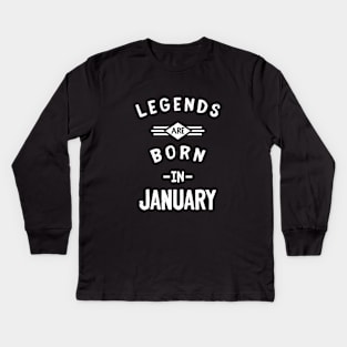 legends born in january Kids Long Sleeve T-Shirt